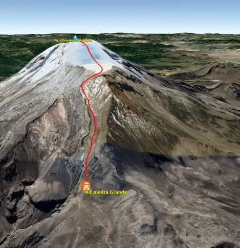 voie nord vers sommet Orizaba